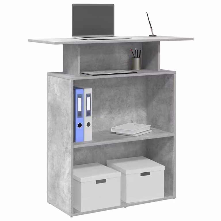 vidaXL Banco Reception in Legno Multistrato e MDF Grigio Cemento L 100 cm, P 40 cm, H 104 cm