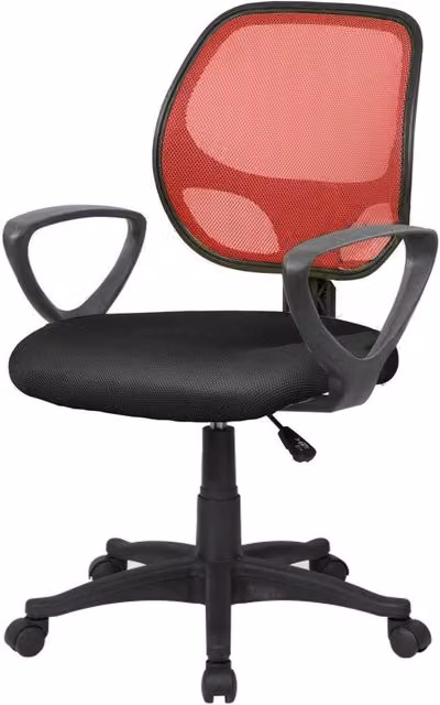 Sedia da ufficio operativa DMORA Filiberta con braccioli e seduta ergonomica in rete, Nero e Rosso, L: 56 cm, P: 57 cm, H: 88/100 cm – 1