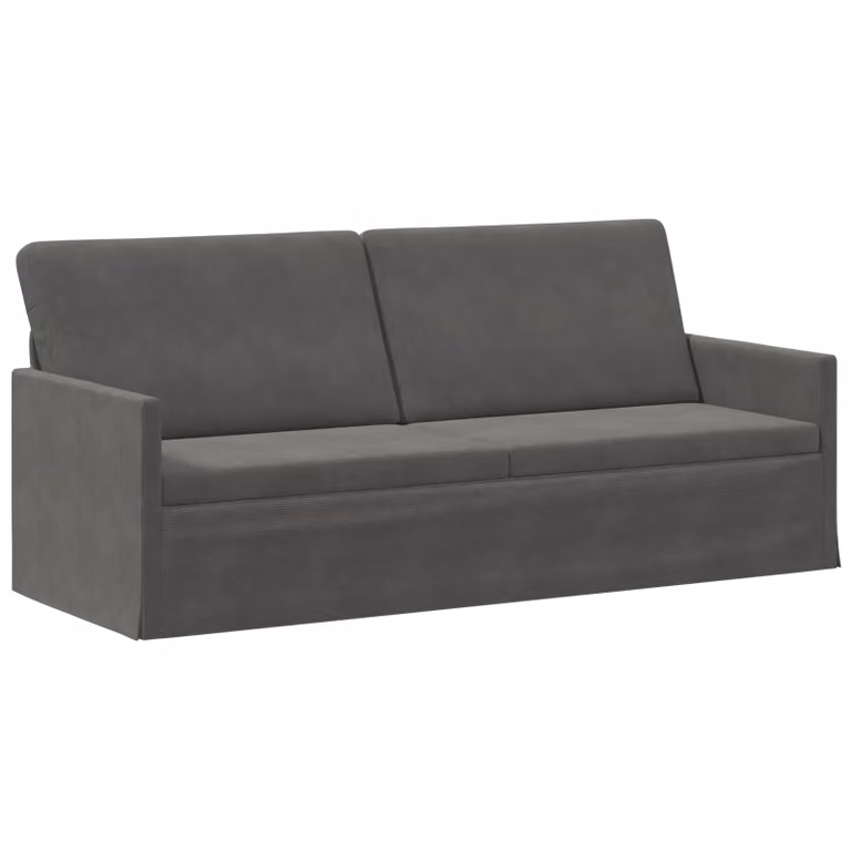 vidaXL Divano a 3 posti moderno in tessuto corduroy grigio con struttura in metallo L: 190 cm, P: 81 cm, H: 82 cm