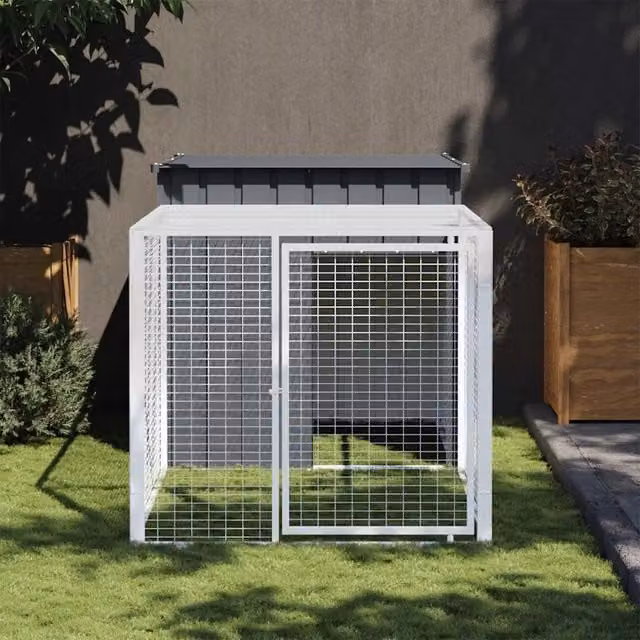 Gabbia per polli con recinto Videx in acciaio zincato colore antracite H: 110 cm, L: 201 cm, P: 110 cm