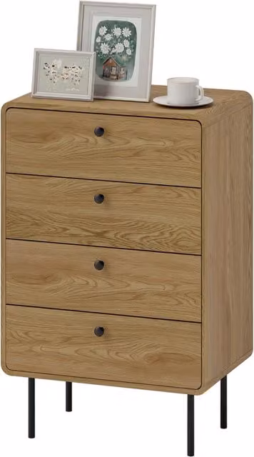 Cassettiera 4 cassetti camera stretta 60 x 39 x 91.5 cm stoccaggio sicuro antiribaltamento stile moderno ed essenziale in MDF rovere 21_0003749