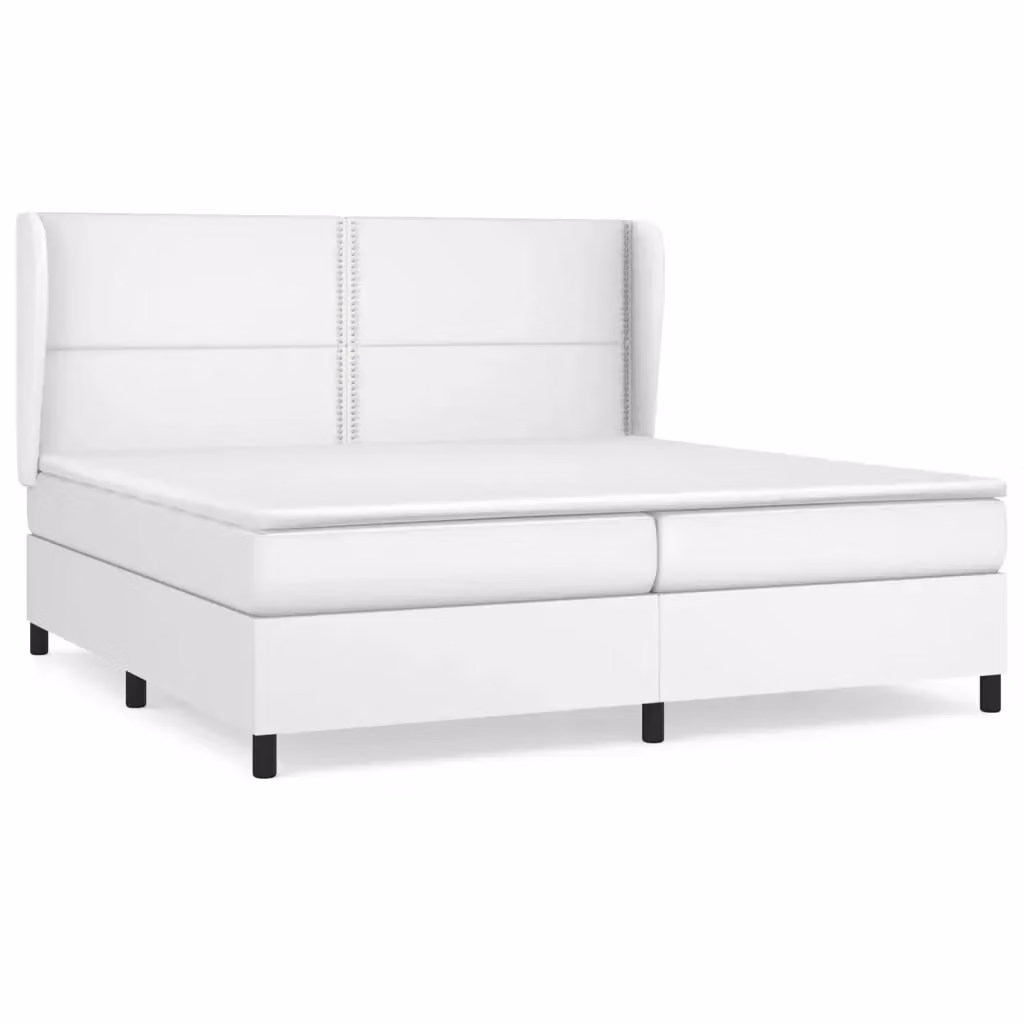 Letto matrimoniale con giroletto a molle e materasso vidaXL in similpelle bianca L/P/H: 200 x 200 x 128 cm – 2
