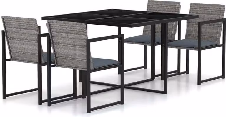 Maison Exclusive - Set da pranzo da giardino 5 pezzi con cuscini in polyrattan grigio