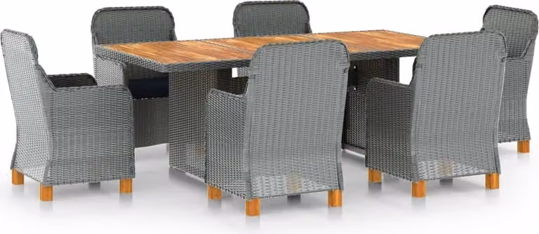 Maison Exclusive - Set da pranzo da giardino da 7 pezzi con cuscini in rattan sintetico grigio chiaro