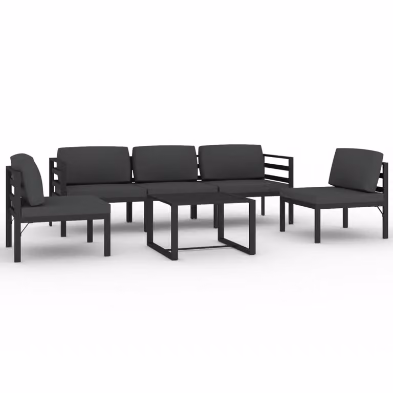 Set Divani da Giardino 6 pz con Cuscini in Alluminio Antracite