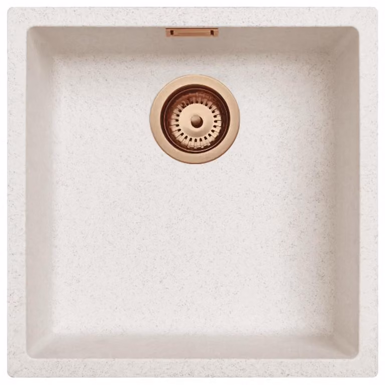Lavello da cucina 40x40 cm, colore sabbia, da incasso, con finitura in rame "Pure.Sink"