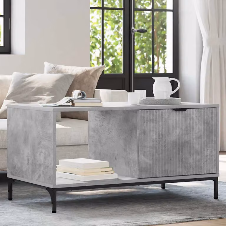 vidaXL Tavolino da salotto rettangolare in composito grigio L: 90 cm, P: 49 cm, H: 46 cm