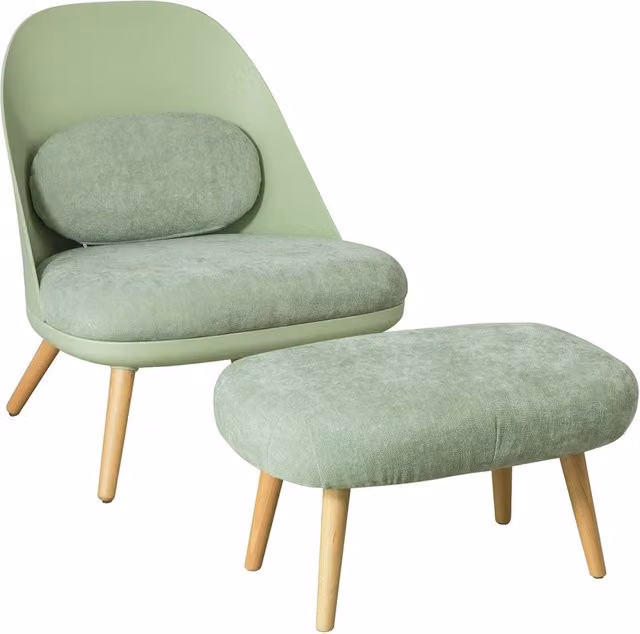 Poltrona Relax Imbottita con Pouf in Stile Scandinavo SOBUY, Colore Verde – 1