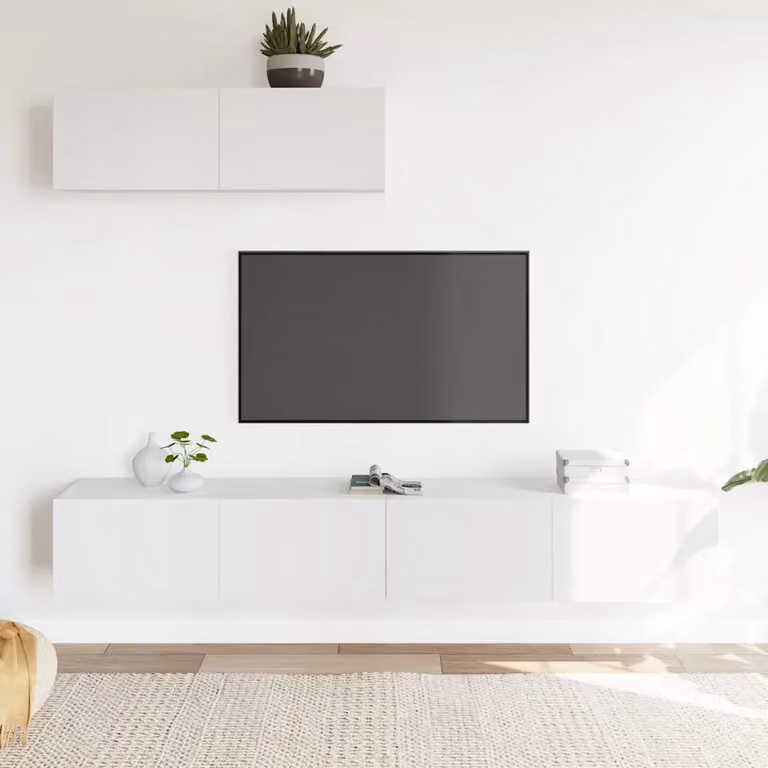 Set di mobili porta TV da 3 pezzi vidaXL in legno MDF bianco per soggiorno