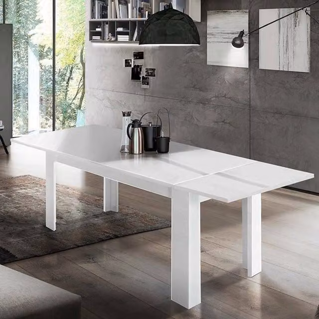 Tavolo da pranzo moderno Arizon DMORA allungabile bianco lucido L: 140/190 cm, P: 90 cm, H: 75 cm