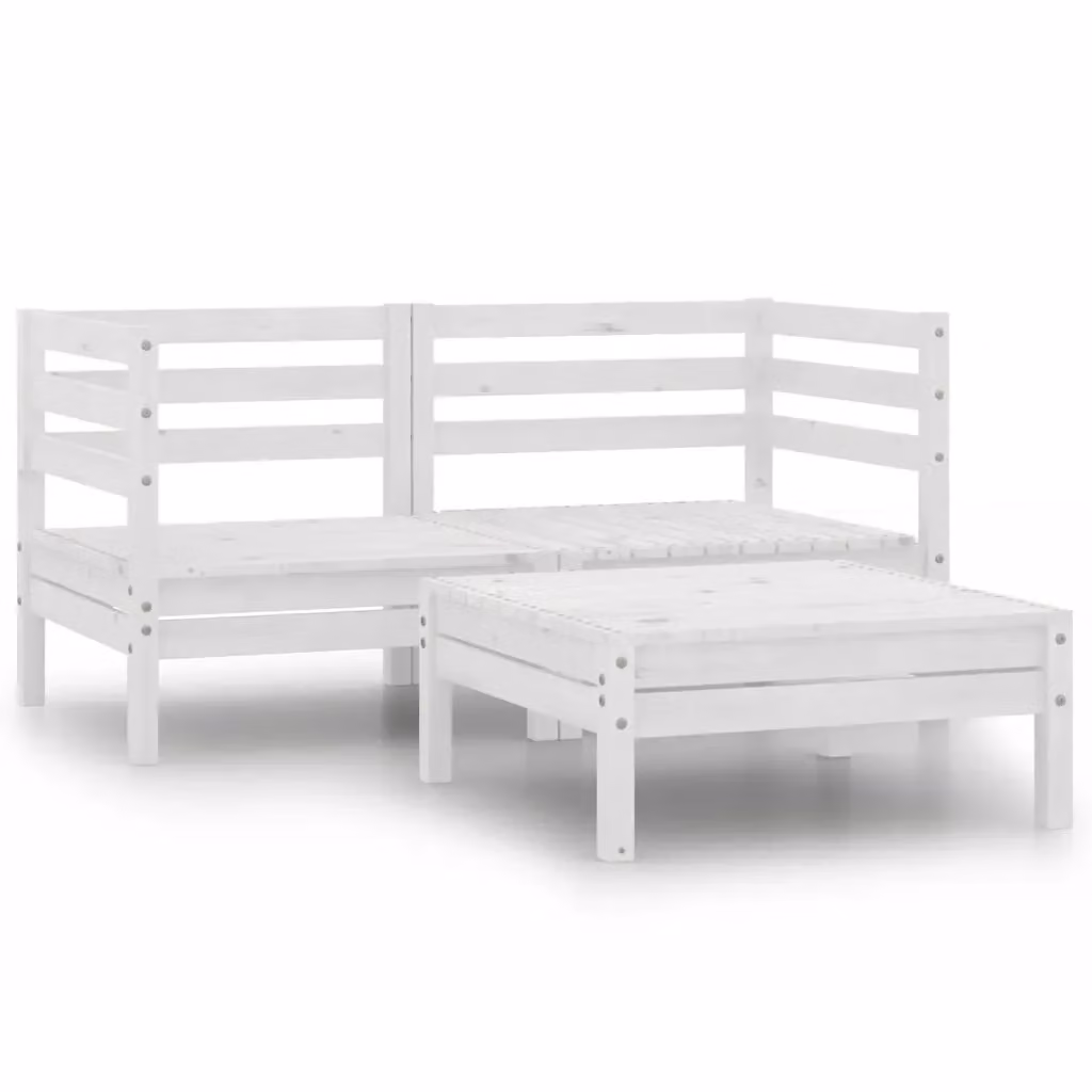 Set di divani da giardino da 3 pezzi vidaXL in legno massello di pino bianco – 2