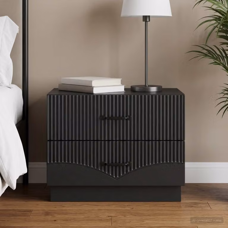 Armadio da notte moderno vidaXL in legno MDF nero L 62 cm, P 34,5 cm, H 44,5 cm