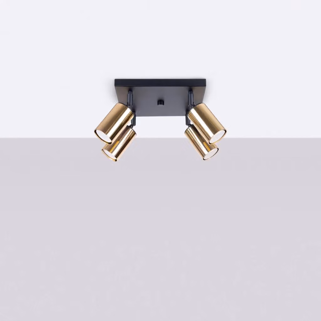Lampada da soffitto moderna WINX 4 di Sollux Lighting in metallo nero e oro – 2