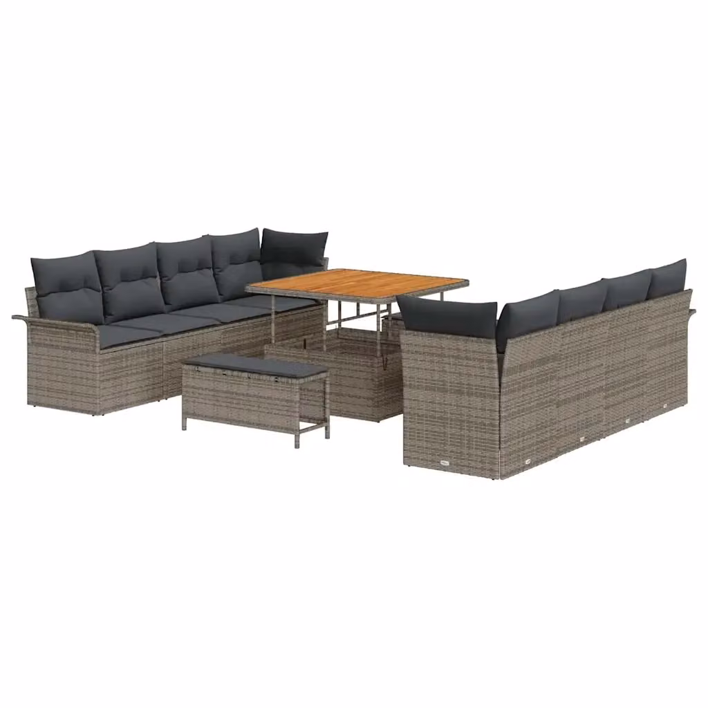 Set Divano da Giardino Moderno vidaXL Grigio con Elemento Angolare, Ottoman, Tavolino e Cuscini in Tessuto e Struttura in Acciaio Verniciato a Polvere – 2