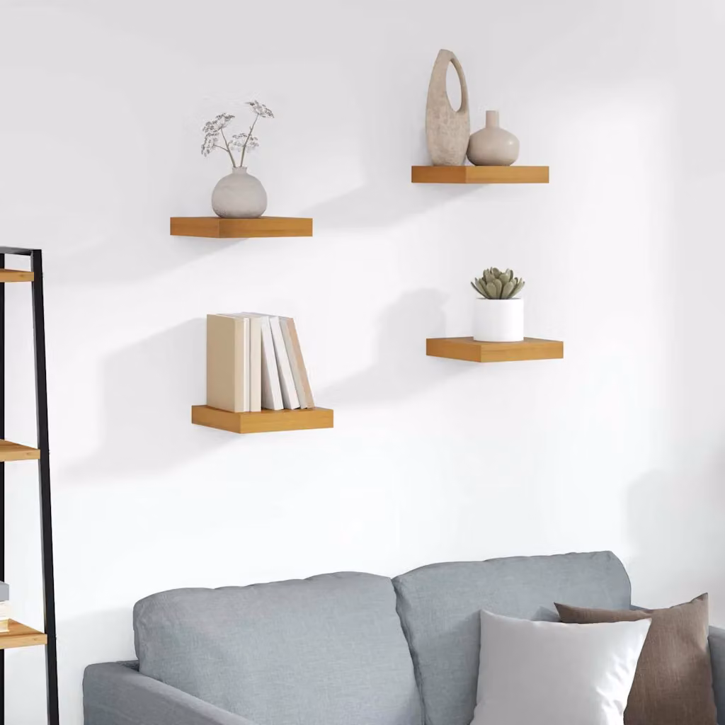 Set di 4 Scaffali da Parete vidaXL in Legno Marrone L: 23 cm, P: 23,5 cm, H: 3,8 cm