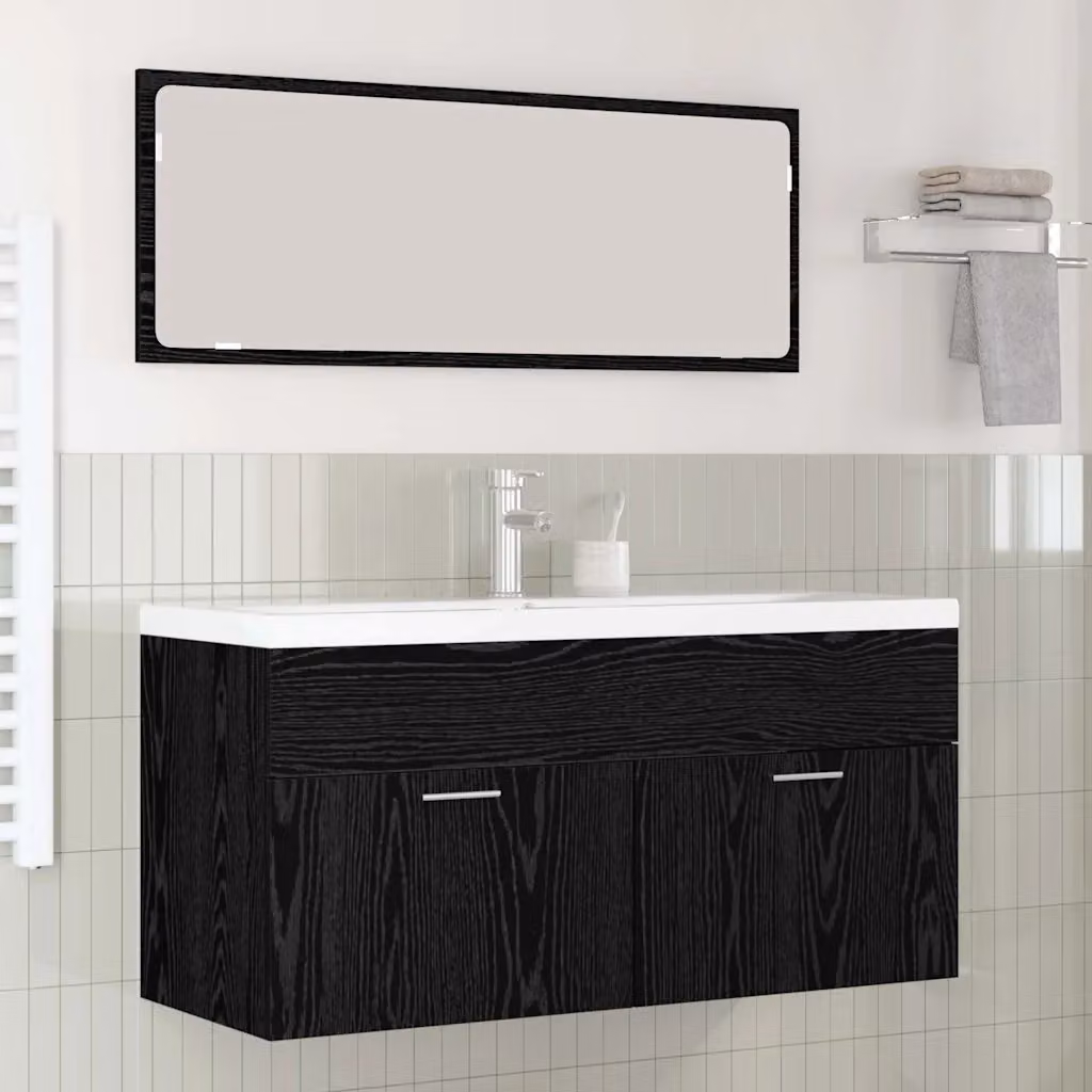 Mobile da bagno vidaXL nero con ante a battente L: 100 cm, P: 38,5 cm, H: 46 cm