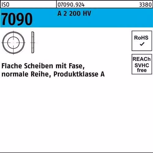 Dischi Reyher ISO 7090 A 2 HV 16 (17x30x3) 070909249160000 (25 pezzi)