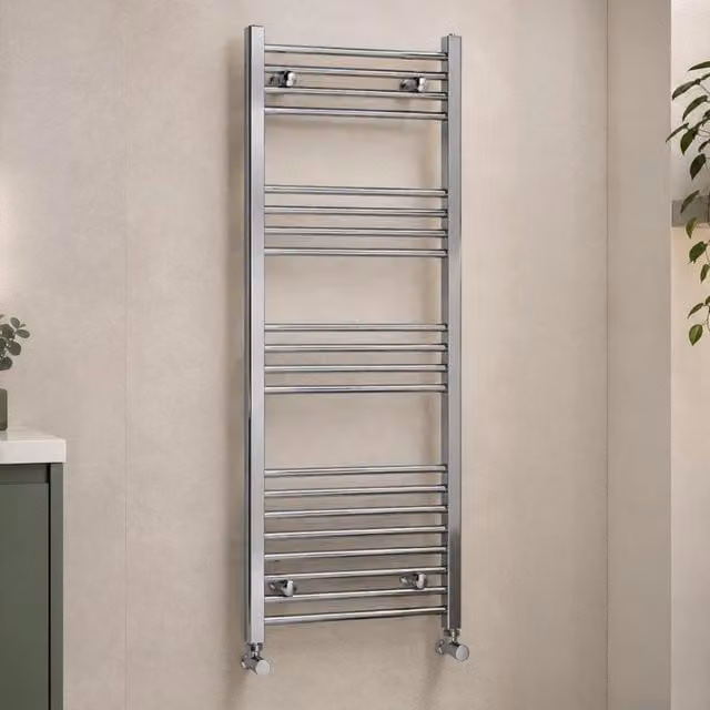 Termoarredo bagno H 112 x L 55 cm in acciaio cromo