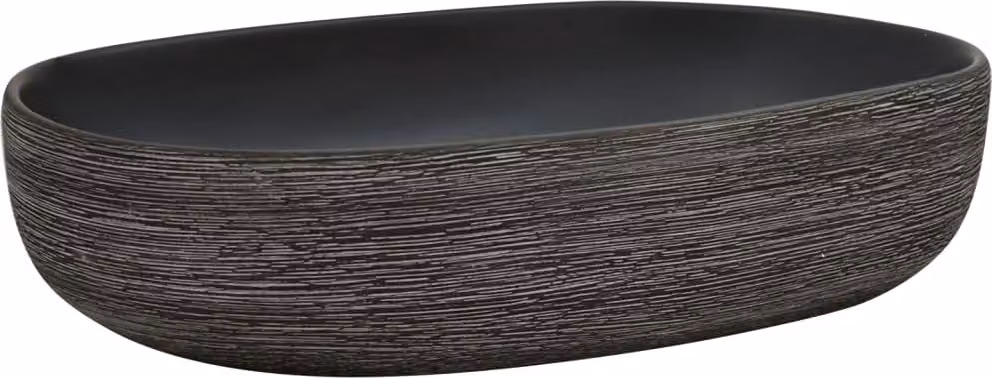 Lavabo da Appoggio Grigio e Nero Ovale 59x40x14 cm Vetroceramica