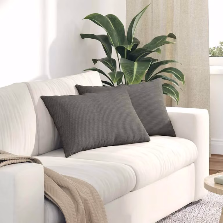 Set di 2 cuscini da divano vidaXL in velluto a coste grigio, L 60 cm x P 40 cm x H 40 cm