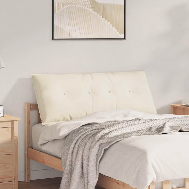 vidaXL Cuscino per Schiena in Velluto a Costine Beige e Bianco L 120 cm x P 50 cm