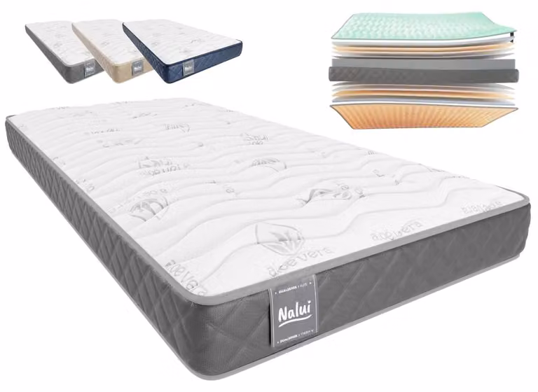 Materasso pieghevole MULHACEN, in memory foam, colore grigio, 135 x 180 cm