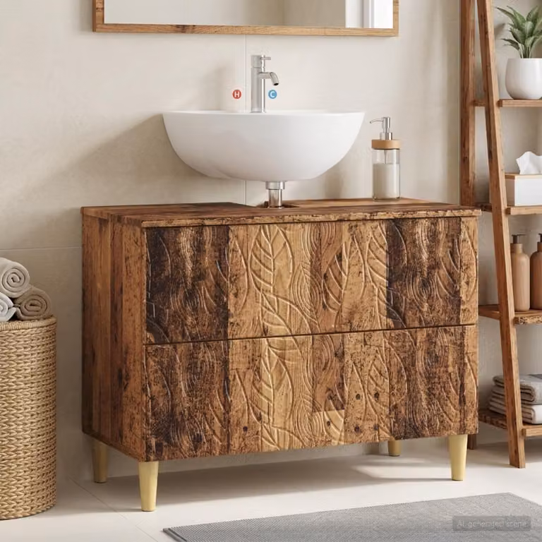 Armadio per lavabo da bagno vidaXL DELFT in legno marrone L: 82 cm, P: 41 cm, H: 59 cm