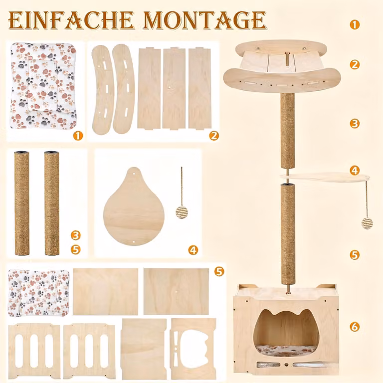 Albero per gatti 4-in-1, con ampia superficie in sisal, ideale per posizionarsi vicino alle finestre, per uso interno