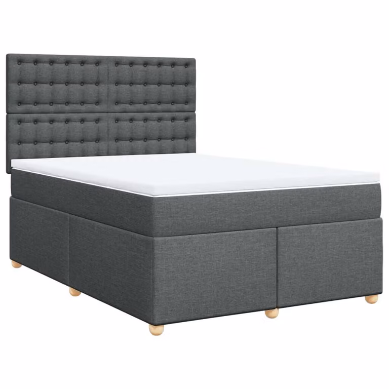 Giroletto a Molle con Materasso Grigio Scuro 160x200 cm Tessuto