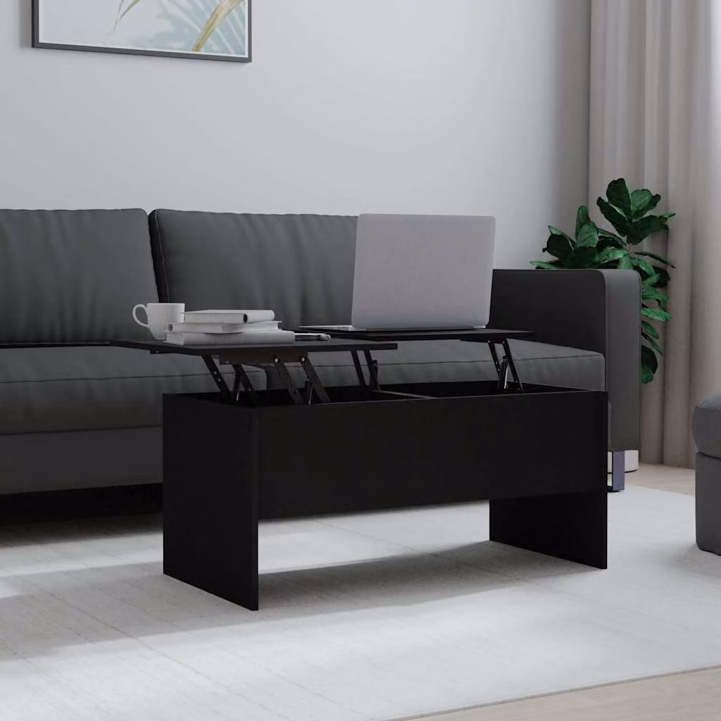 vidaXL Tavolino da Salotto Moderno Nero in Legno e MDF L: 102 cm, P: 50,5 cm, H: 46,5 cm