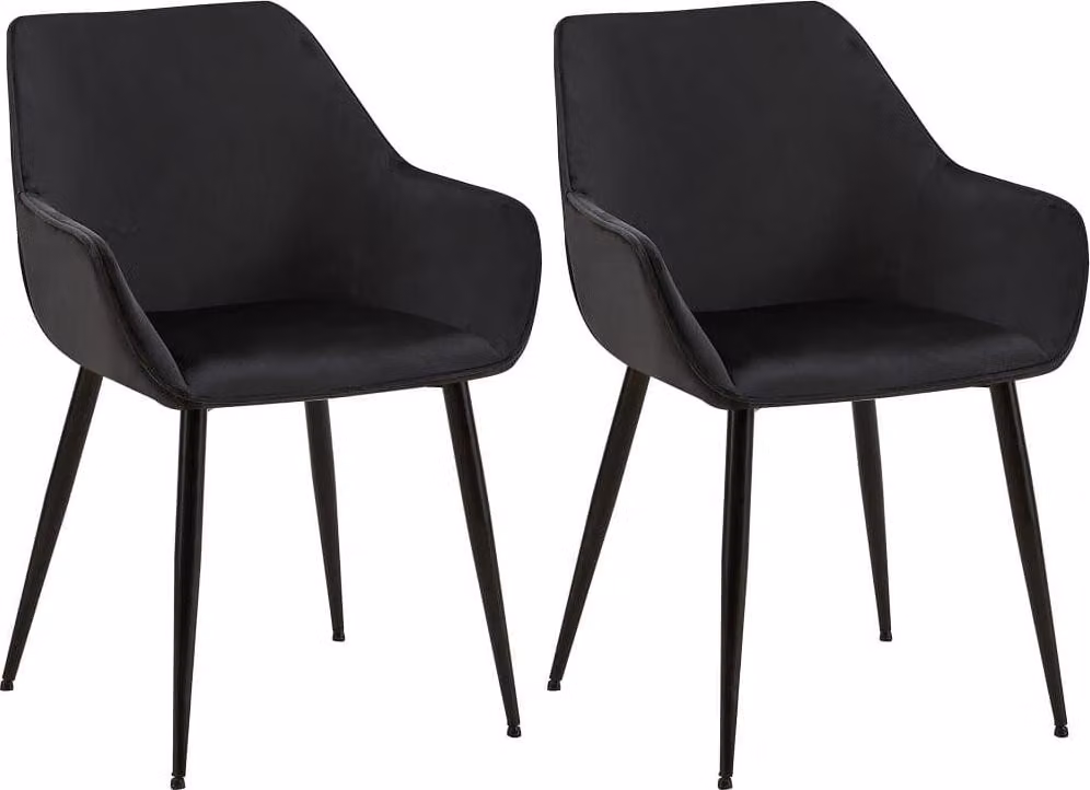 set di 2 sedie da pranzo - Poltrona - Struttura robusta, elevato comfort | Colore: Nero | Materiale: Morbido