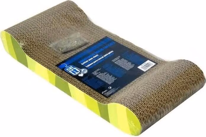 Tiragraffi per gatti in cartone ondulato, 49x22x75 cm, motivo zebrato verde, cura delle unghie, stretching, scarico di energia