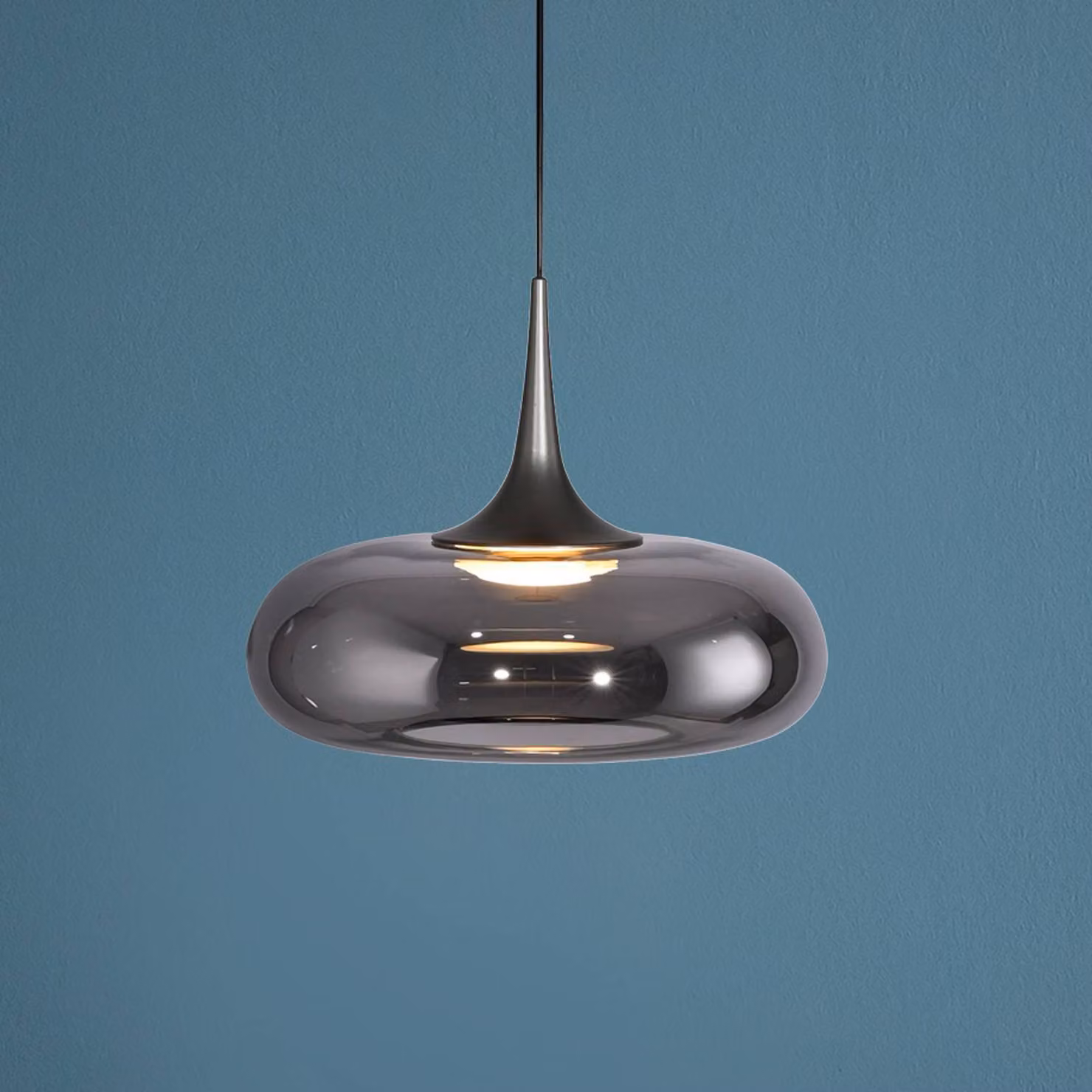 Schöner Wohnen Lampada a sospensione in vetro Posh, dimmerabile, Alluminio / Grigio / Zincato, Soggiorno / Sala da pranzo, Vetro, Moderno, Lampada a sospensione