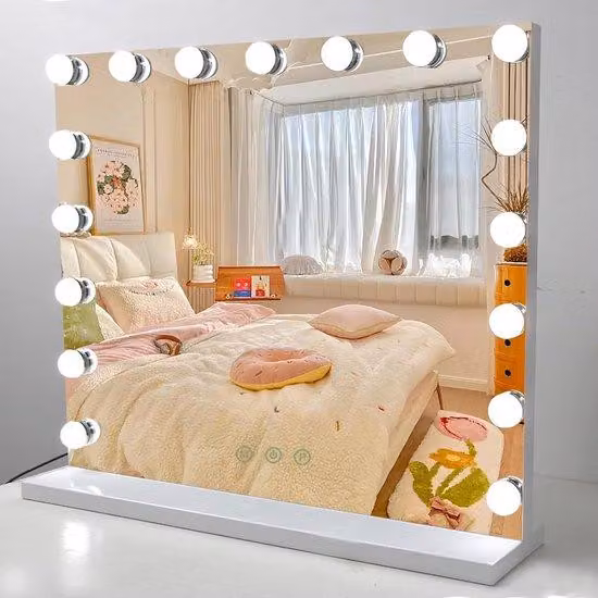 Specchio da trucco con luci LED – Specchio da trucco da tavolo con regolazione dell'intensità luminosa – Specchio cosmetico illuminato