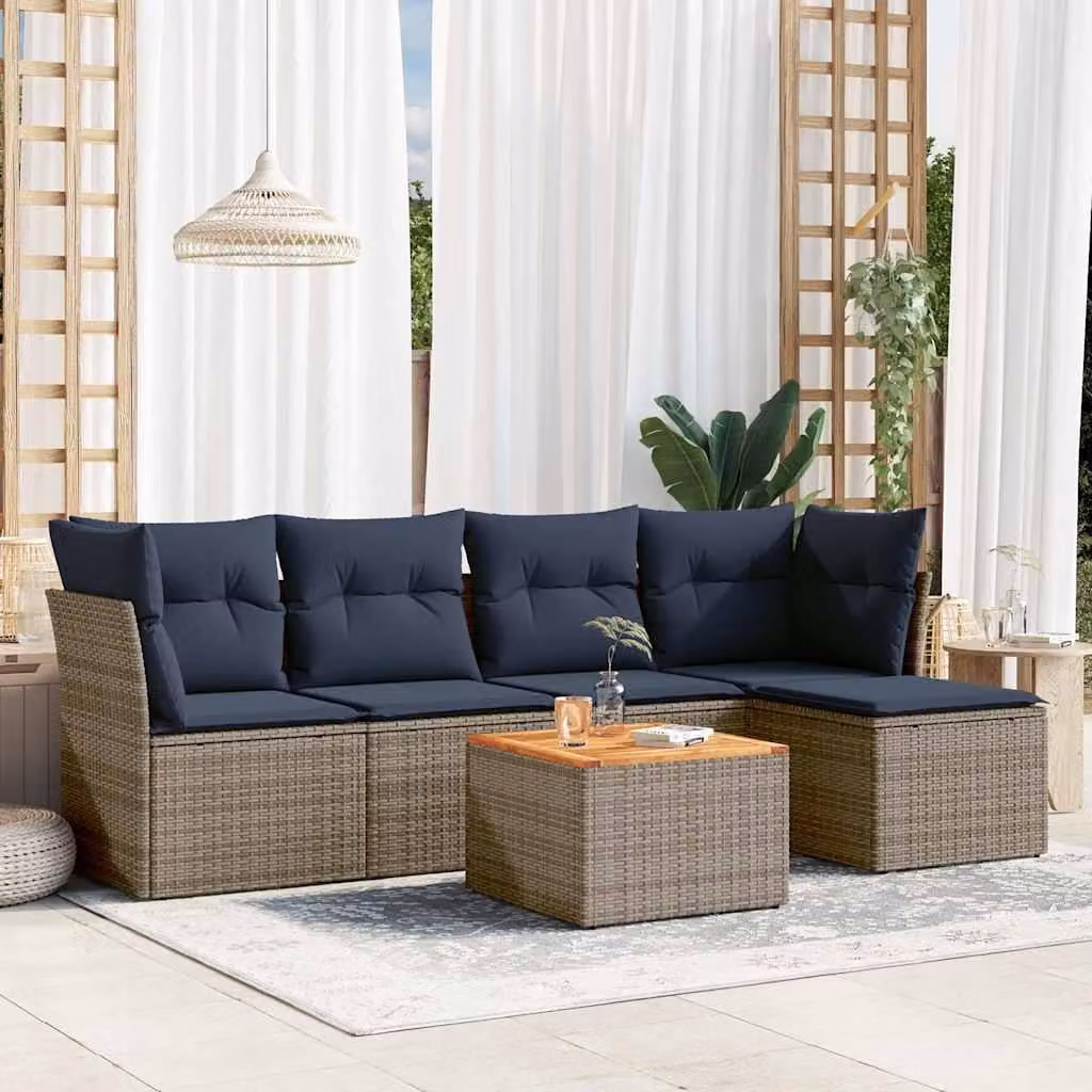 Maison Exclusive - Set di 6 divani da giardino con cuscini, grigio, polyrattan
