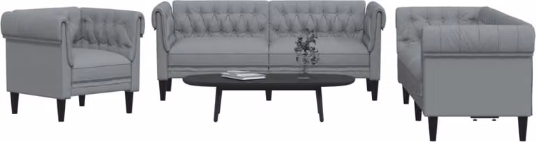 Maison Exclusive - Set divano 3 pezzi in tessuto grigio chiaro