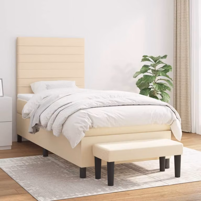 Maison Exclusive - Giroletto a Molle con Materasso Crema 90x200 cm inTessuto