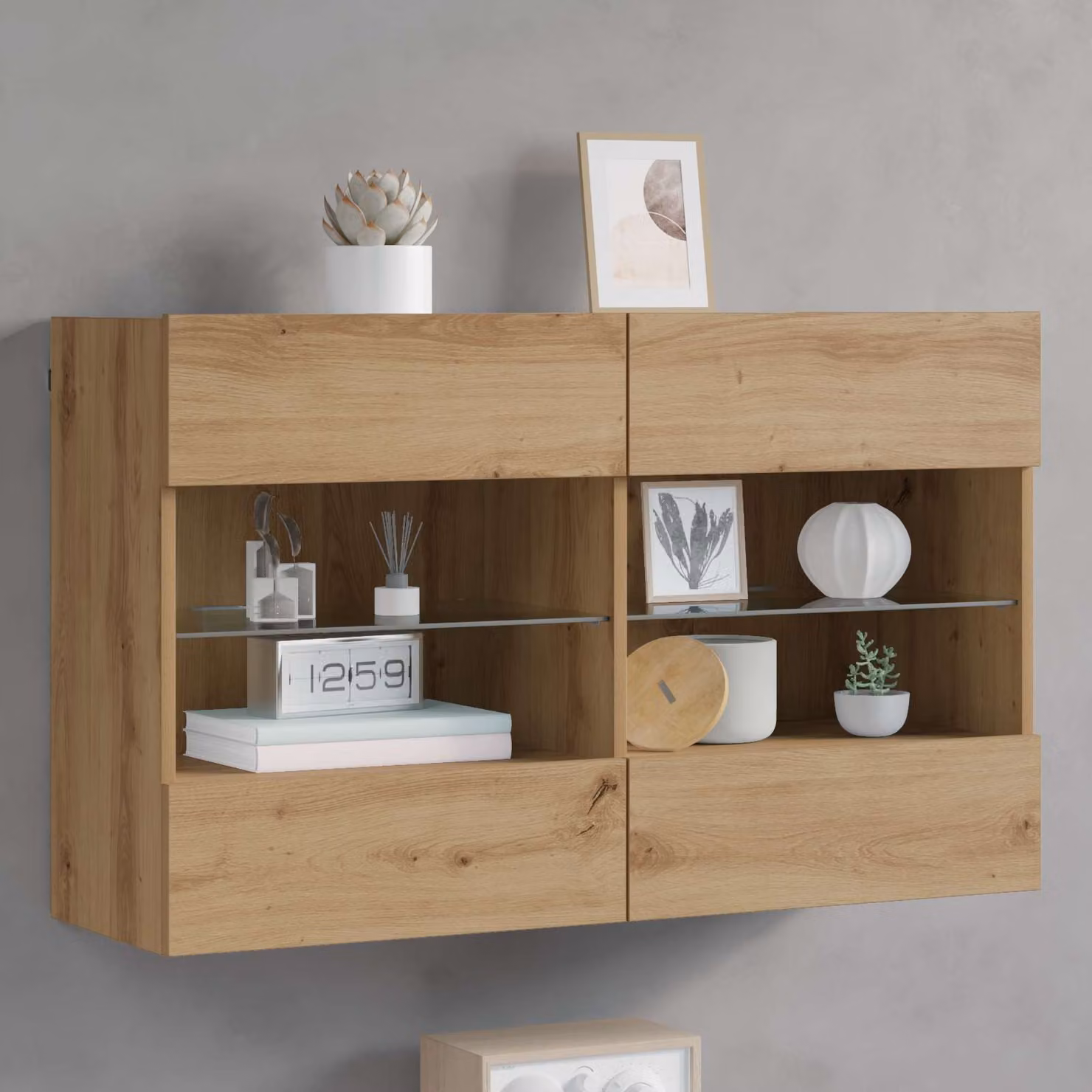 Mobile TV da parete vidaXL in Rovere artigianale, marrone, L: 98,5 cm, P: 30 cm, H: 60,5 cm