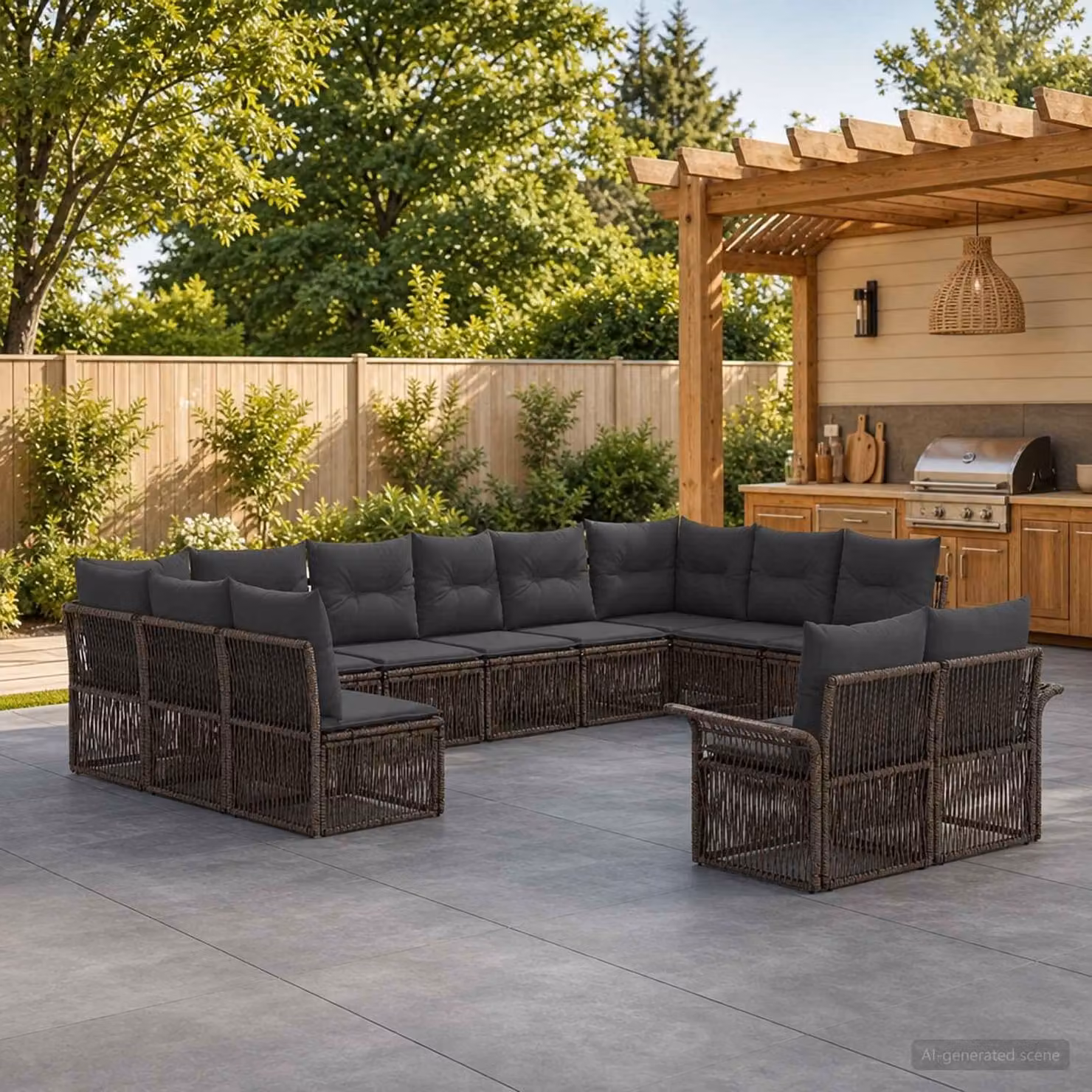 Maison Exclusive - Set di divani da giardino, 12 pezzi, grigio, in rattan sintetico