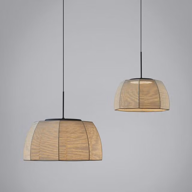 Lampada a sospensione Bover Tanit beige con tecnologia LED dimmabile e altezza regolabile