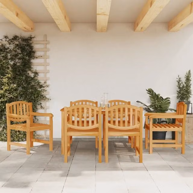 Set da pranzo da giardino vidaXL in legno di teak marrone, 7 pezzi – 1