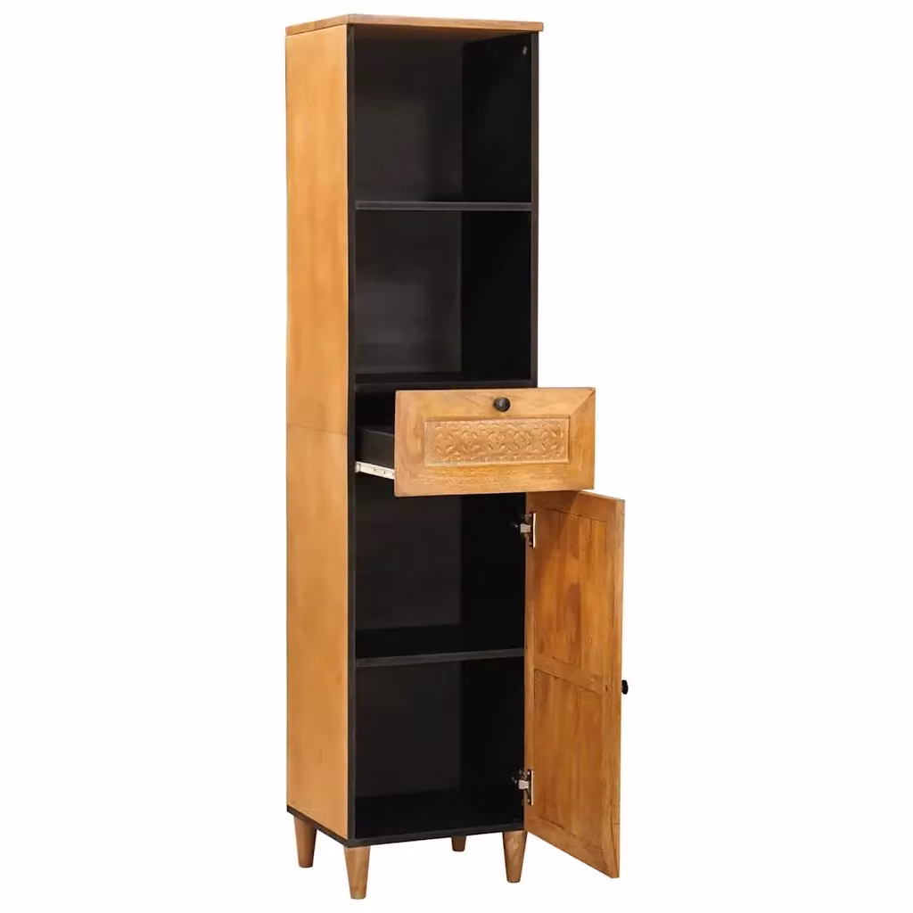 Mobile da bagno moderno vidaXL in legno di mango marrone opaco L: 38 cm, P: 33 cm, H: 160 cm – 2