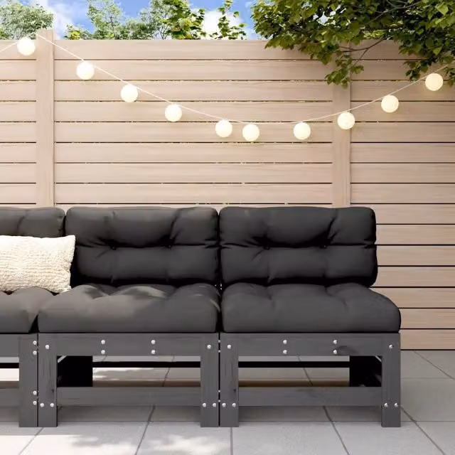 Set di 2 divani da giardino vidaXL in legno massello di pino grigio stile rustico