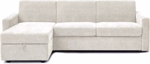 Divano letto angolare reversibile Celia Habitat in tessuto beige con struttura in legno e metallo, 3 posti, con funzione letto 120 x 190 cm