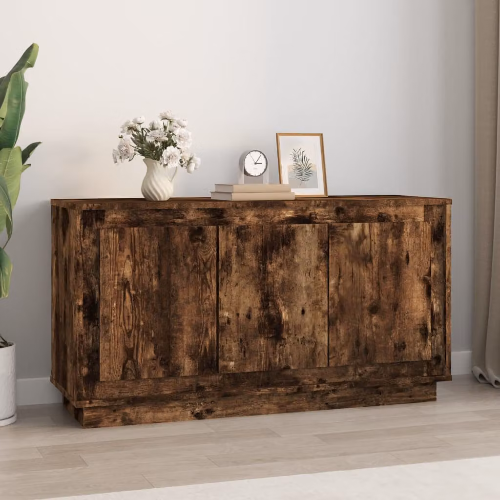 Credenza vidaXL in legno multistrato color rovere fumo L 102 cm x P 35 cm x H 55 cm