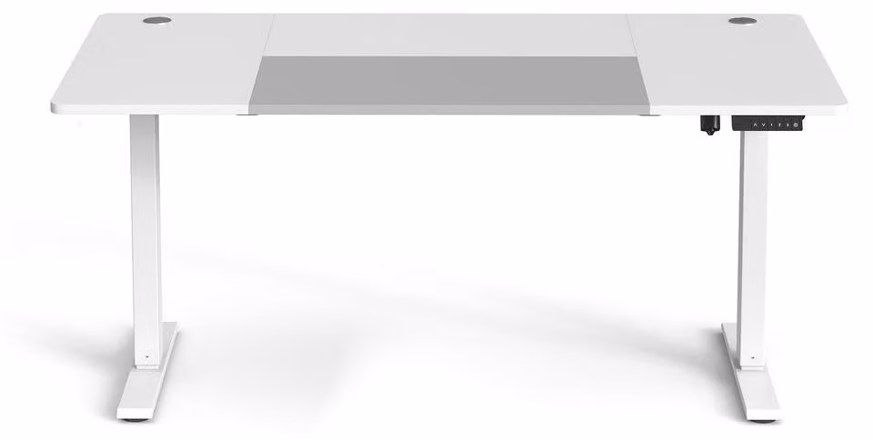 Scrivania regolabile in altezza elettricamente, con funzione di memoria | Bianco-grigio | 160x70x72-120 cm