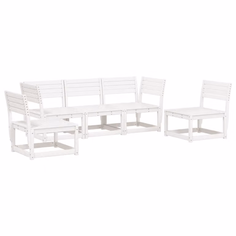 Set Salotto da Giardino 5 pz Bianco in Legno Massello di Pino