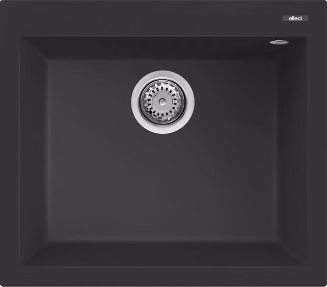 Lavello a una vasca Elleci Quadra 105 in quarzo nero L: 57 cm, P: 50 cm