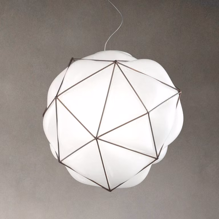 Vistosi Lampada a sospensione in vetro Semai, dimmerabile, Bianco / Opale, Soggiorno / Sala da pranzo, Vetro, Moderno, Lampada a sospensione