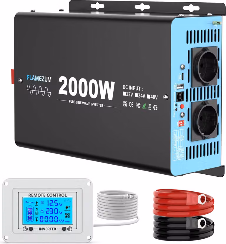 inverter 2000W a onda sinusoidale pura, 4000W di potenza di picco, 90% di efficienza, 12V 2000W 50HZ EU